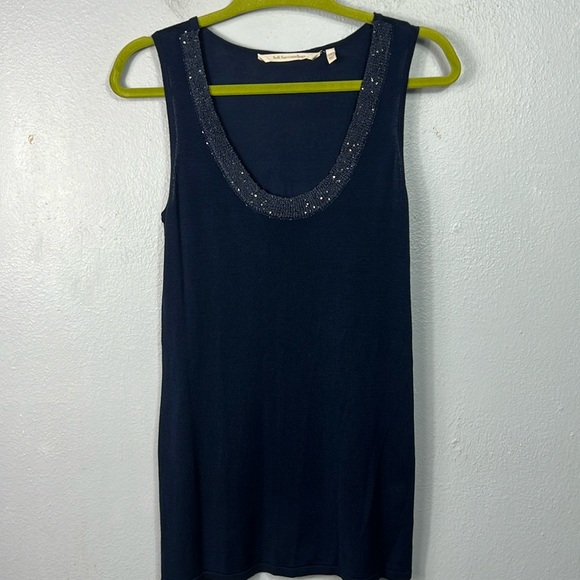 Soft Surroundings Tops - Soft Surroundings Navy Blue Embellished Scoop Neck  Tunic Sweater Tank Top Small